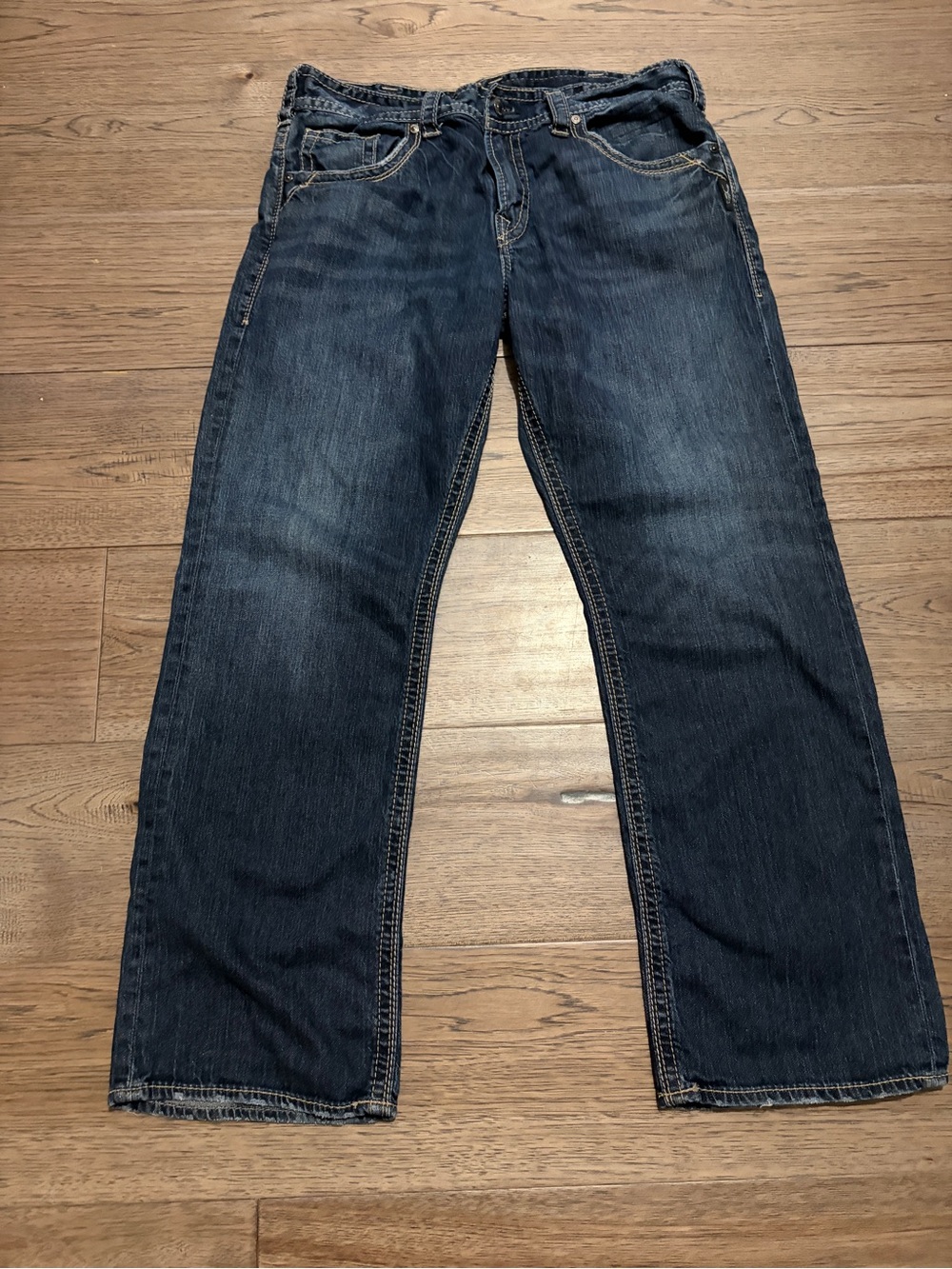 Silver Jeans Relaxed Straight Dark Blue Wash Denim